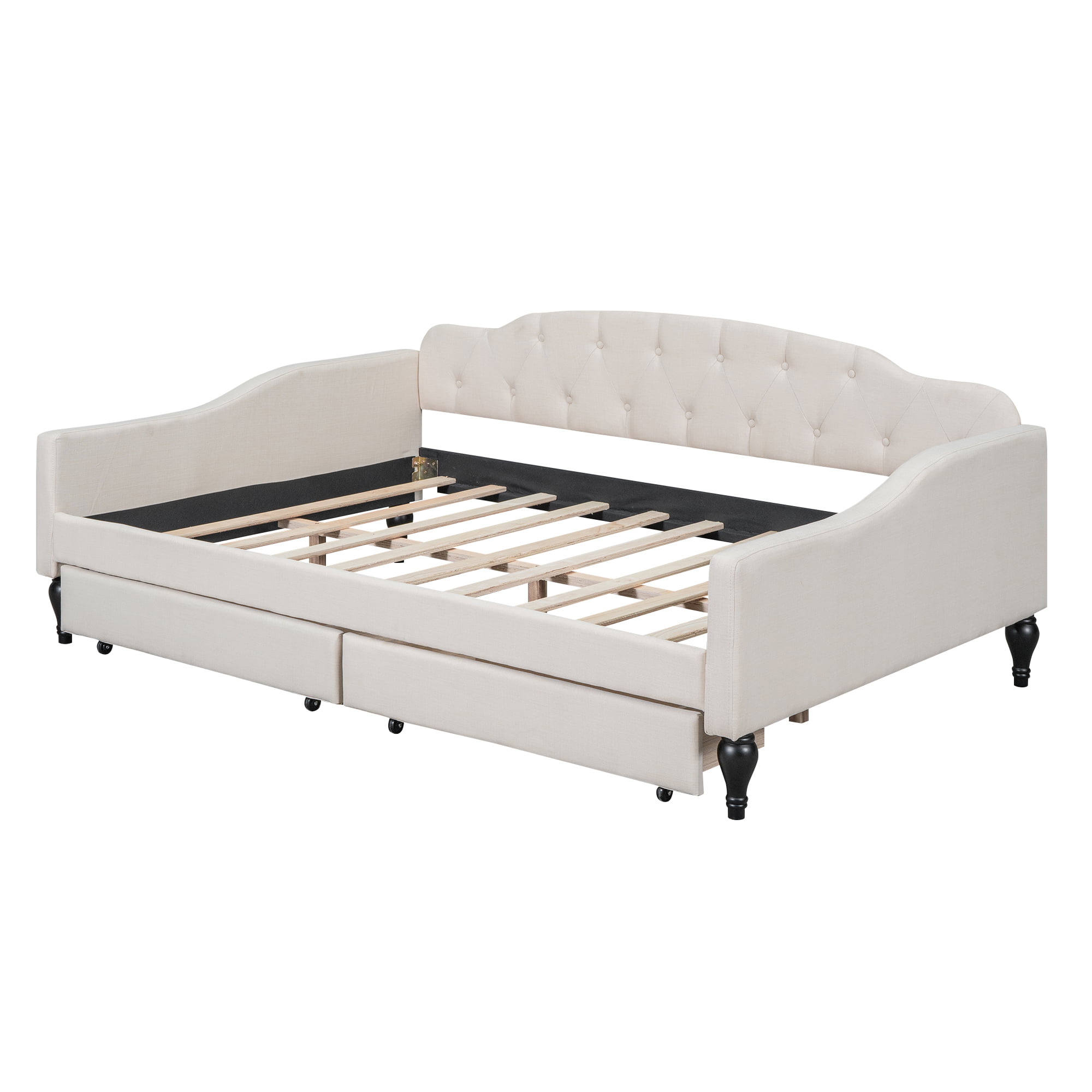 Full Size Upholstered Tufted Daybed Bed With Two Drawers 18 Full Size Upholstered Tufted Daybed Bed With Two Drawers