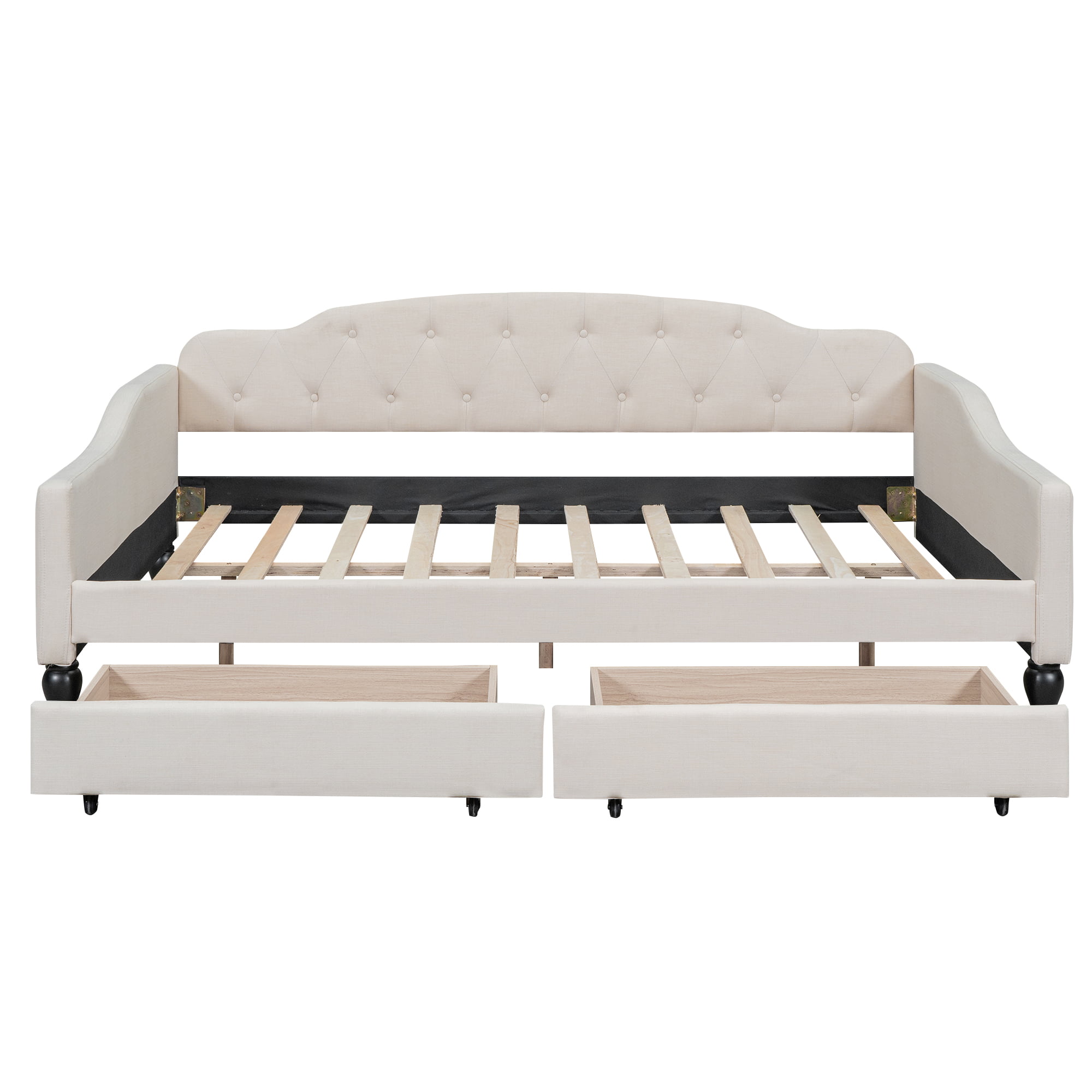 Full Size Upholstered Tufted Daybed Bed With Two Drawers 9 Full Size Upholstered Tufted Daybed Bed With Two Drawers