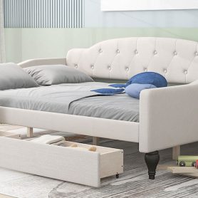Full Size Upholstered Tufted Daybed Bed With Two Drawers 23 Full Size Upholstered Tufted Daybed Bed With Two Drawers