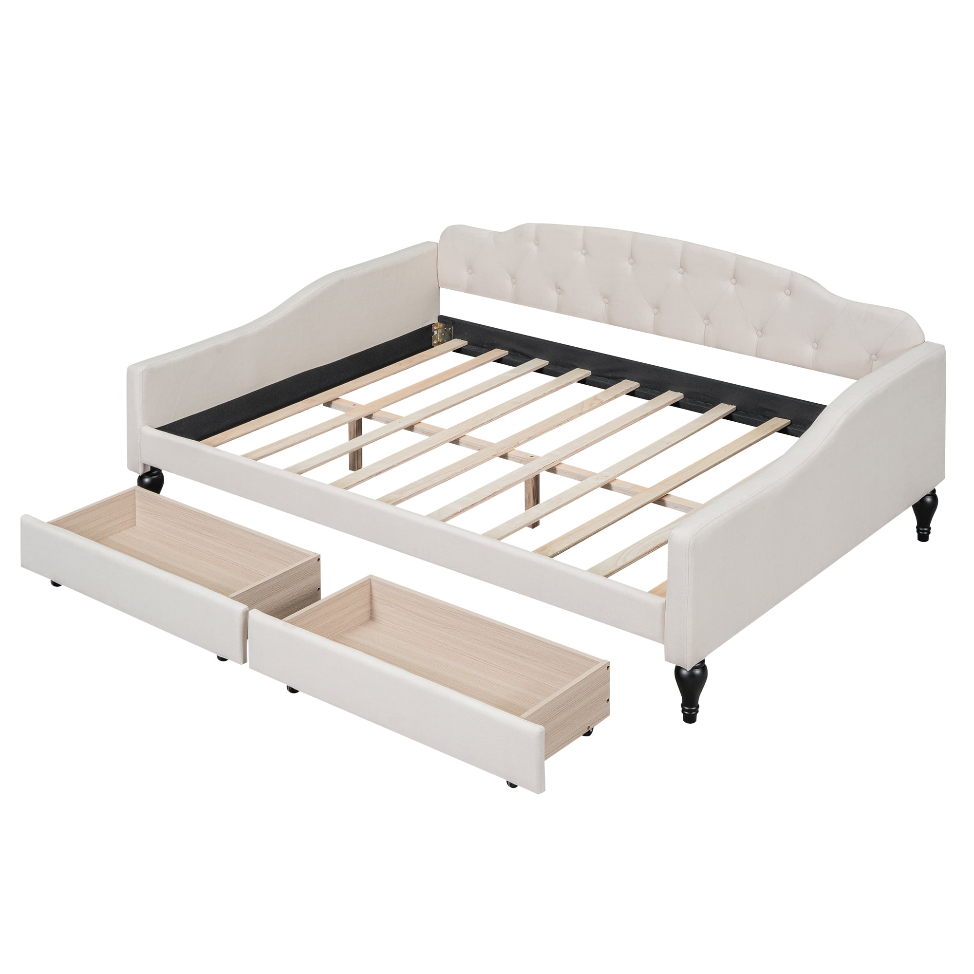 Full Size Upholstered Tufted Daybed Bed With Two Drawers 13 Full Size Upholstered Tufted Daybed Bed With Two Drawers
