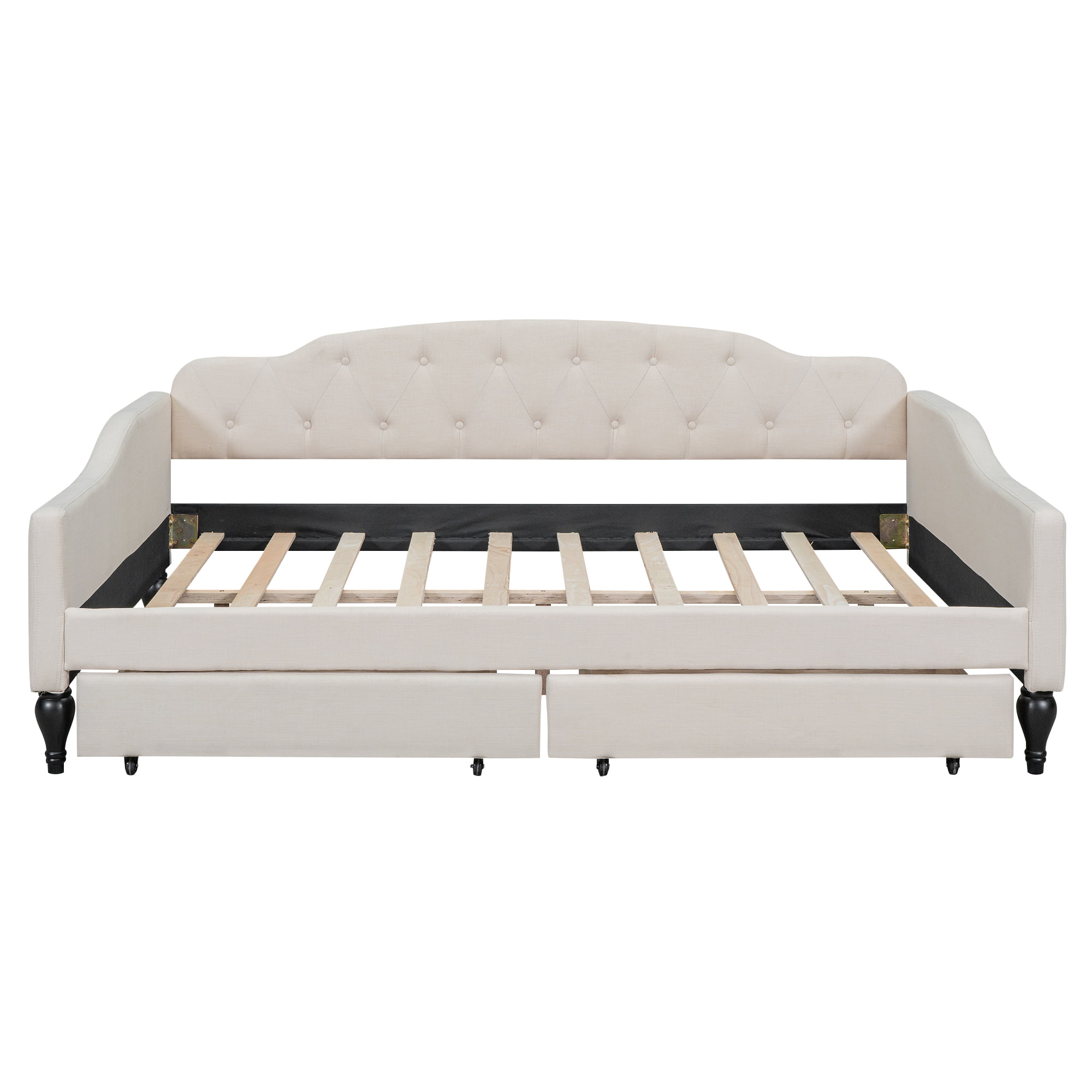 Full Size Upholstered Tufted Daybed Bed With Two Drawers 12 Full Size Upholstered Tufted Daybed Bed With Two Drawers