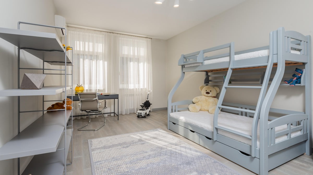 bunk bed with desk underneath