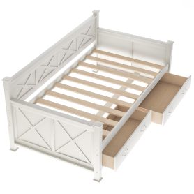 X-Shaped Twin Size Daybed with 2 Large Drawers