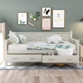 X-Shaped Twin Size Daybed with 2 Large Drawers