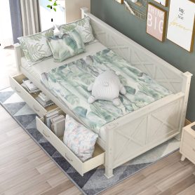 X-Shaped Twin Size Daybed with 2 Large Drawers