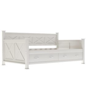 X-Shaped Twin Size Daybed with 2 Large Drawers