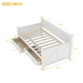 X-Shaped Twin Size Daybed with 2 Large Drawers