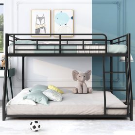 Metal Full XL over Queen Floor Bunk Bed