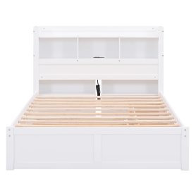 Full Size Storage Platform Bed With Pull Out Shelves, Twin Size Trundle And 2 Drawers