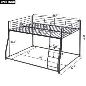 Metal Full XL over Queen Floor Bunk Bed