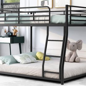 Metal Full XL over Queen Floor Bunk Bed