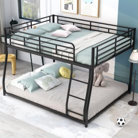 Metal Full XL over Queen Floor Bunk Bed