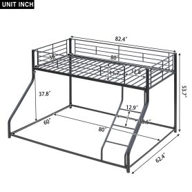 Metal Twin XL over Queen Floor Bunk Bed