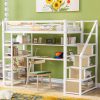 Twin Size Metal Loft Bed With Staircase, Built-in Storage Shelves 2 Twin Size Metal Loft Bed With Staircase, Built-in Storage Shelves