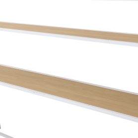 Twin Size Metal Loft Bed With Staircase, Built-in Storage Shelves