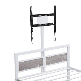 Twin Size Metal Platform Bed With MDF Headboard And Footboard