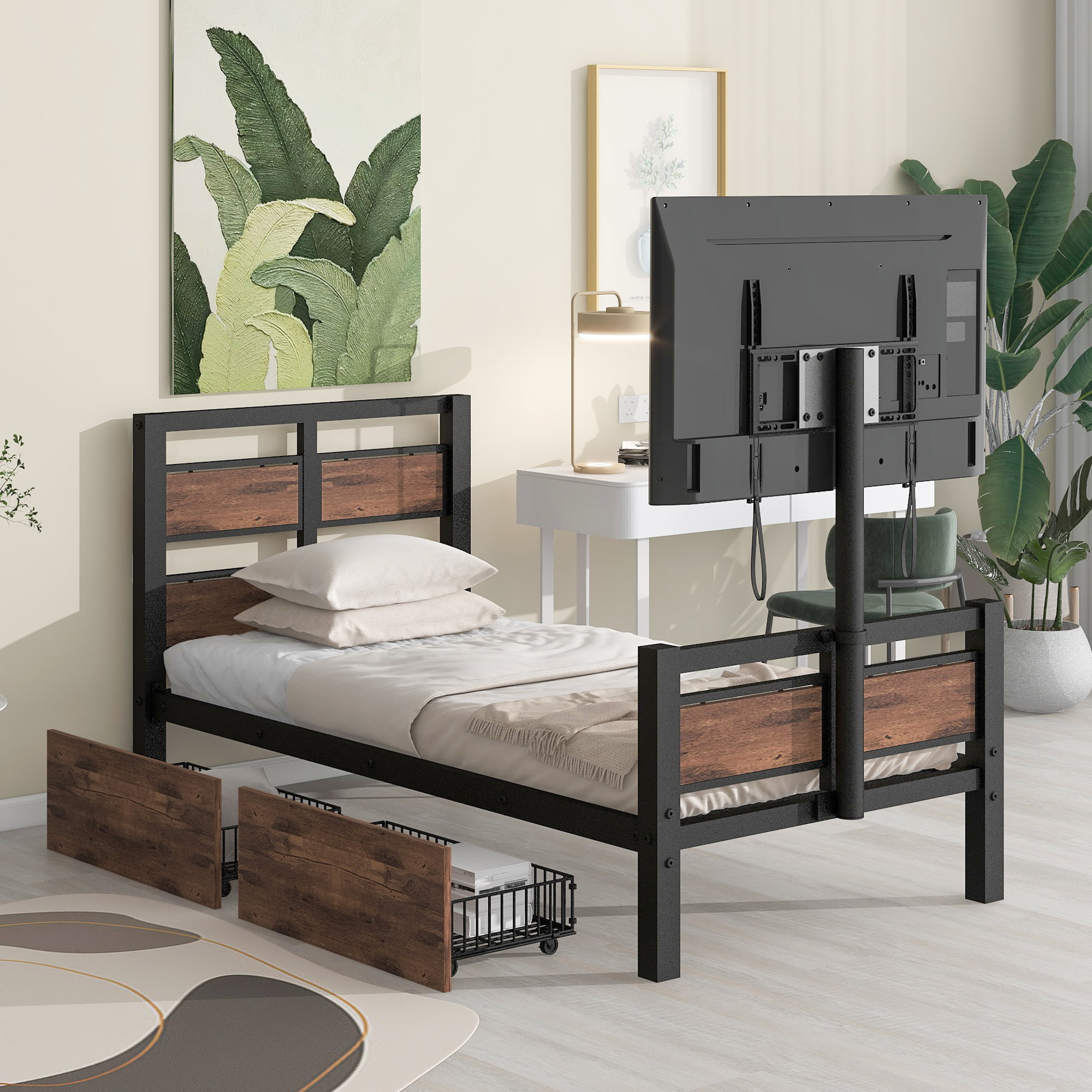Assembly Instruction For WF309871AAB 4 Twin Size Metal Platform Bed With MDF Headboard And Footboard