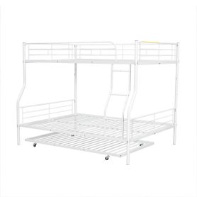 Full XL Over Queen Metal Bunk Bed with Trundle