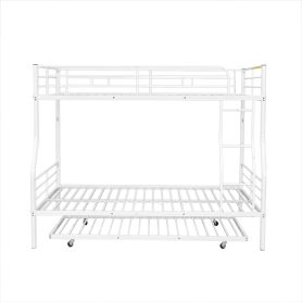 Full XL Over Queen Metal Bunk Bed with Trundle
