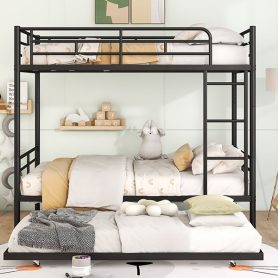 Full Over Full Metal Bunk Bed With Trundle