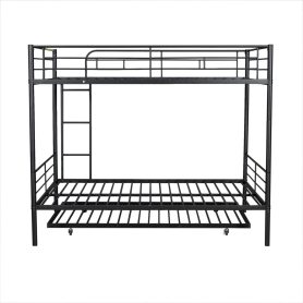 Full Over Full Metal Bunk Bed With Trundle