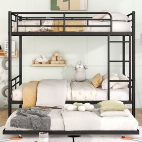 Full Over Full Metal Bunk Bed With Trundle
