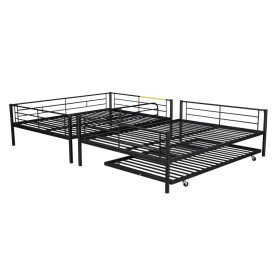 Full Over Full Metal Bunk Bed With Trundle