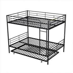 Full Over Full Metal Bunk Bed With Trundle