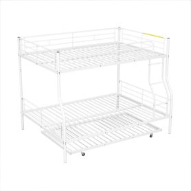 Full XL Over Queen Metal Bunk Bed with Trundle
