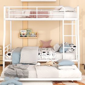 Full XL Over Queen Metal Bunk Bed with Trundle