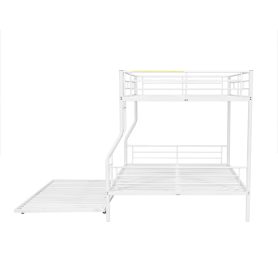 Full XL Over Queen Metal Bunk Bed with Trundle