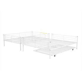 Full XL Over Queen Metal Bunk Bed with Trundle