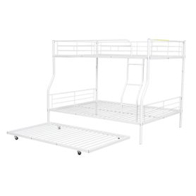 Full XL Over Queen Metal Bunk Bed with Trundle