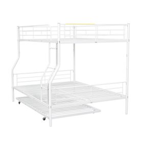 Full XL Over Queen Metal Bunk Bed with Trundle