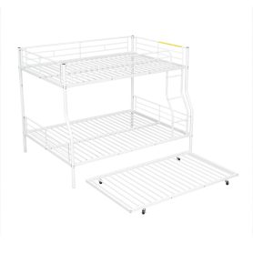 Full XL Over Queen Metal Bunk Bed with Trundle
