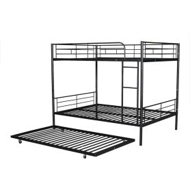 Full Over Full Metal Bunk Bed With Trundle