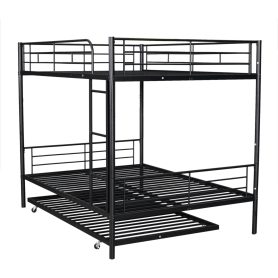 Full Over Full Metal Bunk Bed With Trundle