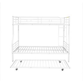 Full XL Over Queen Metal Bunk Bed with Trundle