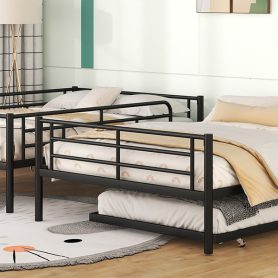 Full Over Full Metal Bunk Bed With Trundle