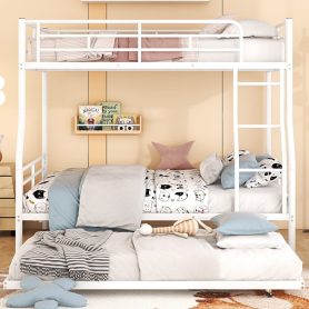 Full XL Over Queen Metal Bunk Bed with Trundle