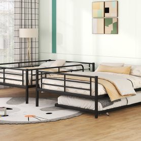 Full Over Full Metal Bunk Bed With Trundle