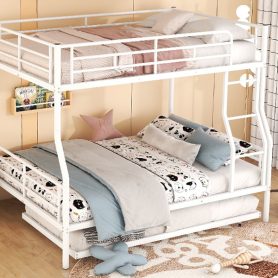 Full XL Over Queen Metal Bunk Bed with Trundle