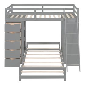 Twin Over Twin Bunk Bed With LED Light And USB Poarts