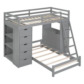 Twin Over Twin Bunk Bed With LED Light And USB Poarts