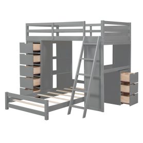 Twin Over Twin Bunk Bed With LED Light And USB Poarts