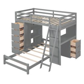 Twin Over Twin Bunk Bed With LED Light And USB Poarts