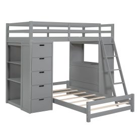 Twin Over Twin Bunk Bed With LED Light And USB Poarts
