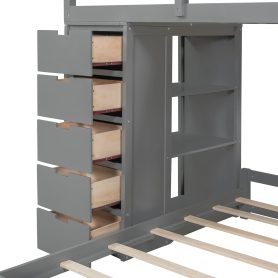 Twin Over Twin Bunk Bed With LED Light And USB Poarts