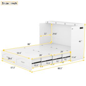 Full Size Murphy Bed With Drawer And A Set Of Sockets & USB Ports
