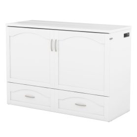 Full Size Murphy Bed With Drawer And A Set Of Sockets & USB Ports